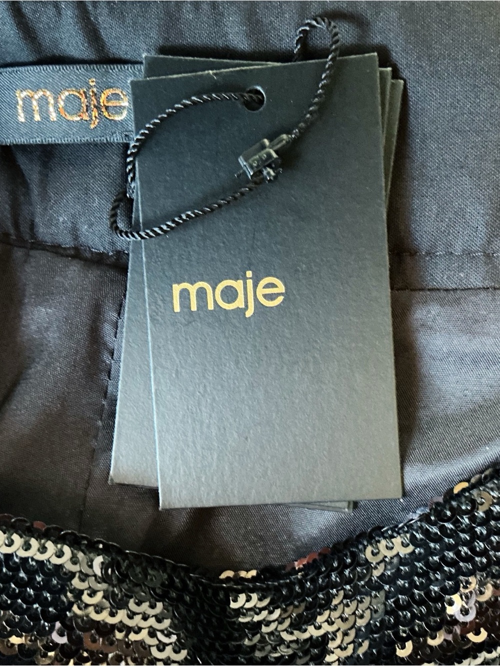 Maje Black Sequin High Waisted Wide Leg Cropped Party Pants FR Size 34/US XS - Picture 9 of 15